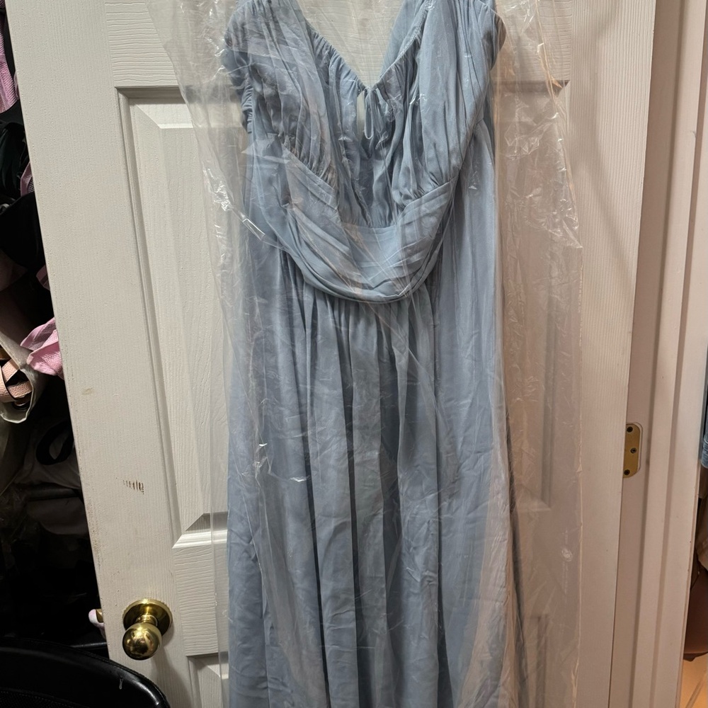 Davids bridal gown in Dusty blue Brand new bought off clearance and doesn’t fit.